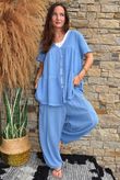 Lina Linen Blend Smock Over Shirt Washed Denim